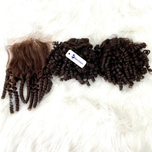 Brown Curly Bundles With Closure